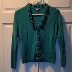Garnet Hill cashmere cardigan green size xs